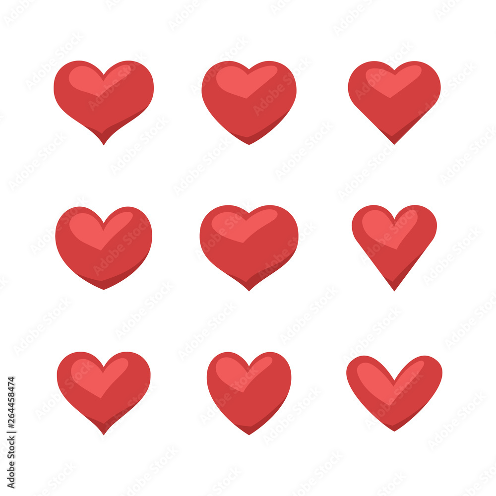 Collection of heart illustrations, set of hearts, love symbol Collection of heart illustrations, set of hearts, love symbol