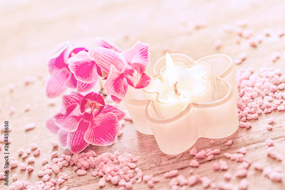 Orchidee und Kerze, Hintergrund Orchidee und Kerze, Hintergrund