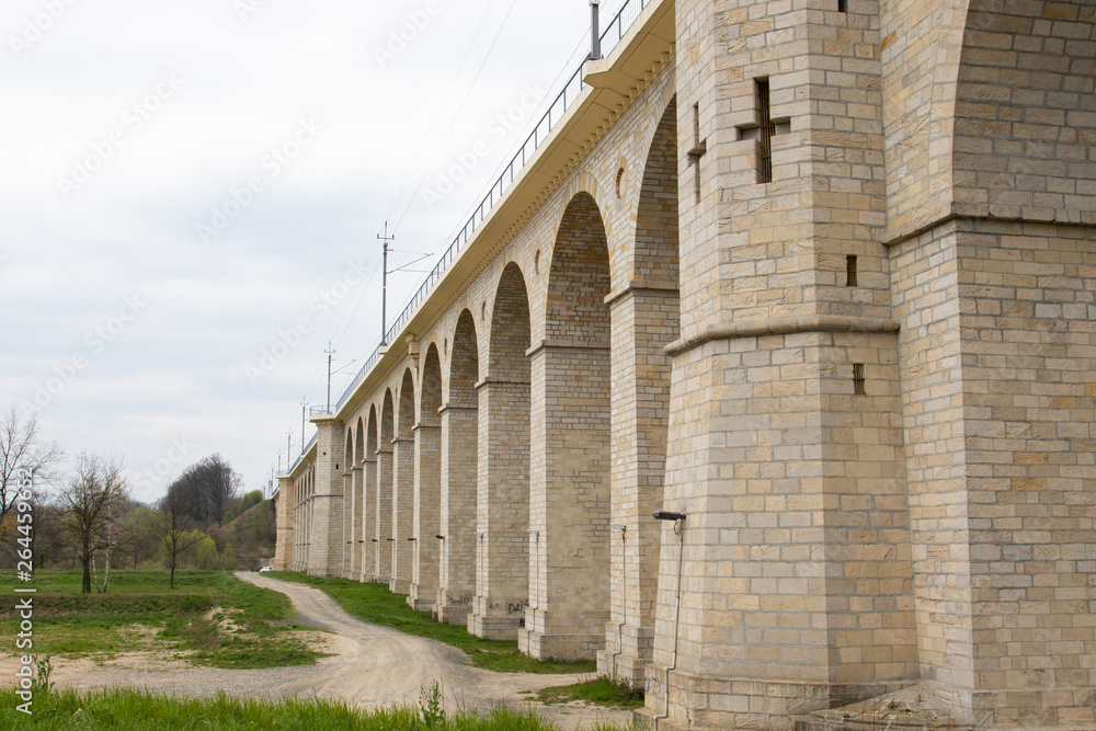 View of the railway viaduct  over the  Bobr River in Boleslawiec