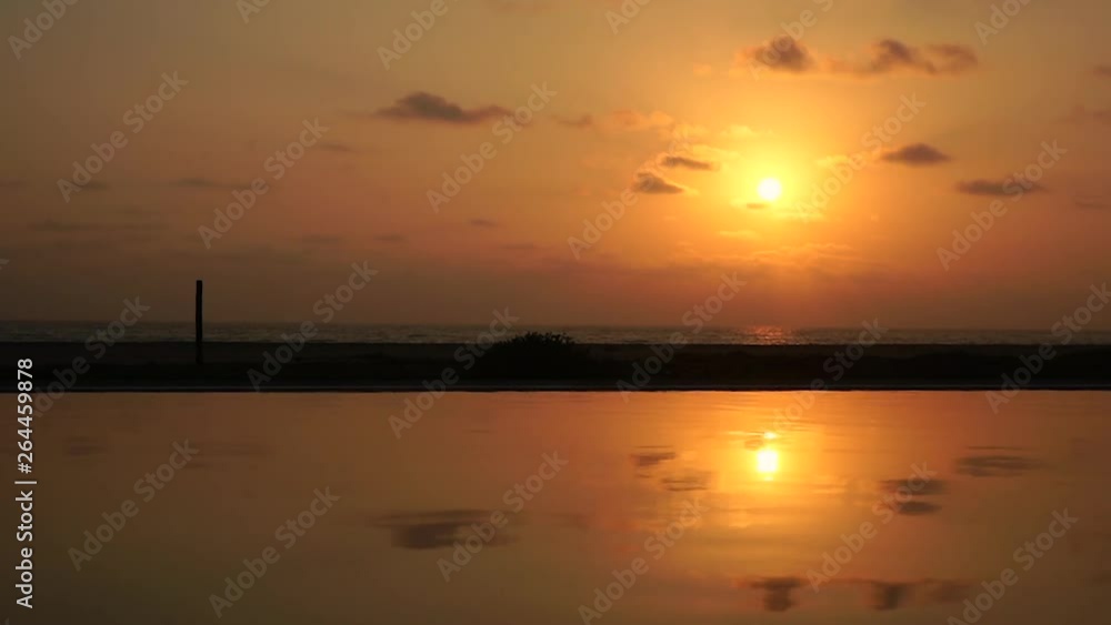 Moving water reflection with the beautiful sunset time from the ocean and beautiful clouds sky in the evening time Moving water reflection with the beautiful sunset time from the ocean and beautiful clouds sky in the evening time
