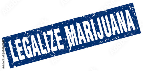 square grunge blue legalize marijuana stamp