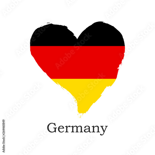 Hand draw heart Germany flag. National Germany banner for design. Vector Illustration.