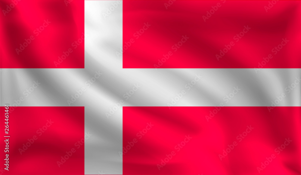 Waving Denmark flag, the flag of Danishes., vector illustration Waving Denmark flag, the flag of Danishes., vector illustration