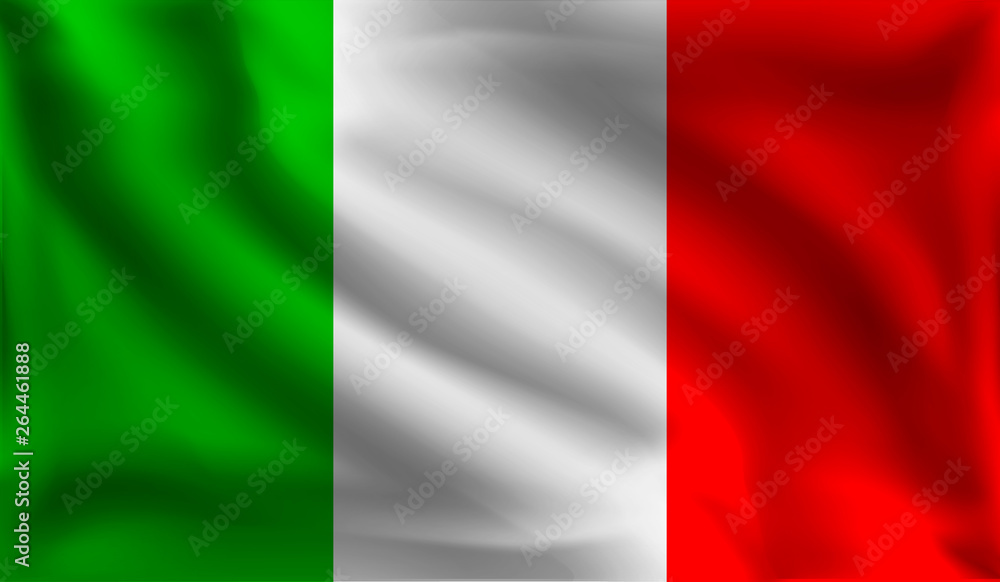 Waving Italian flag, the flag of Italy, vector illustration
