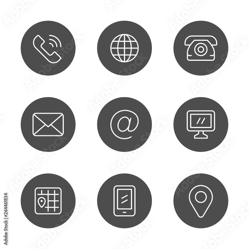 Set round icons of contact us