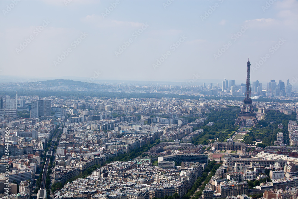 Panorama of Paris from Montparnase Tower, France.