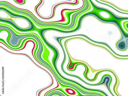 Phosphorescent green bright abstract shapes in motion, vivid colorful background