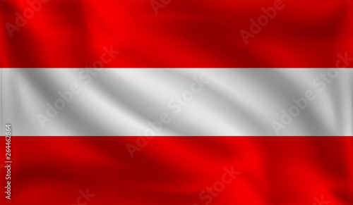 Waving Austrian flag, the flag of Austria, vector illustration