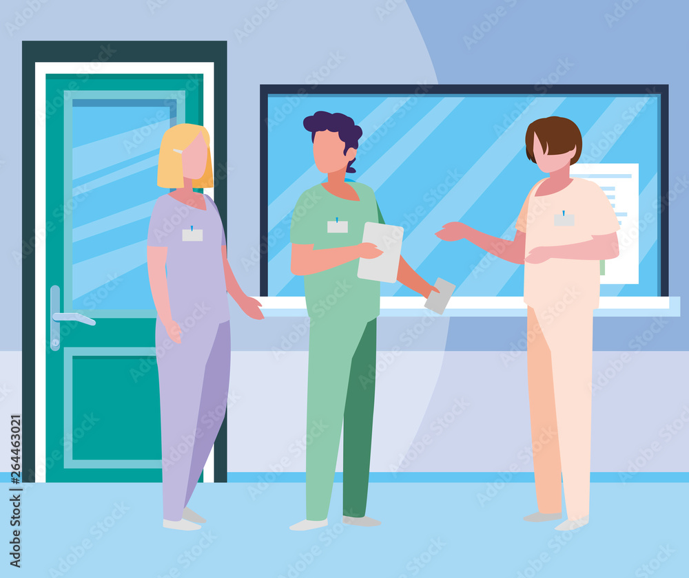 group medicine workers in hospital reception group medicine workers in hospital reception