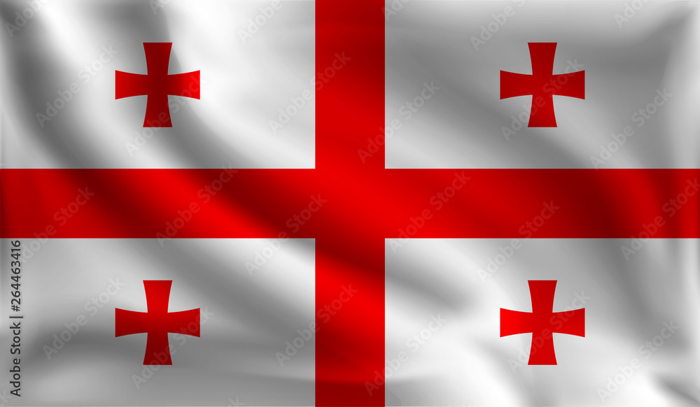 Waving Georgians flag, the flag of Georgia, vector illustration Waving Georgians flag, the flag of Georgia, vector illustration