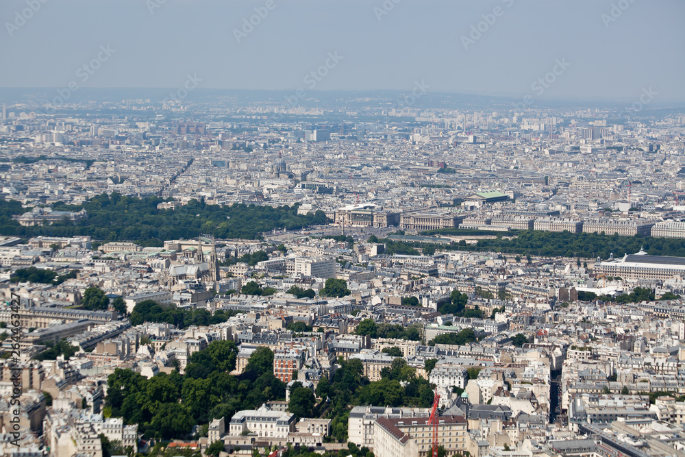 Panorama of Paris from Montparnase Tower, France.
