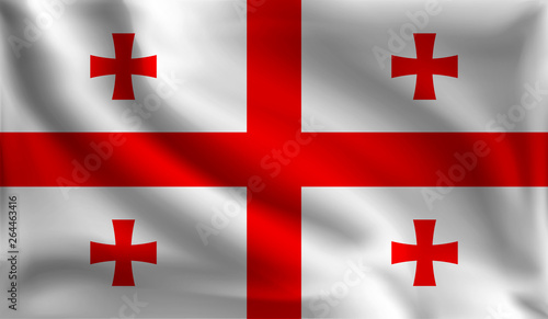 Waving Georgians flag, the flag of Georgia, vector illustration