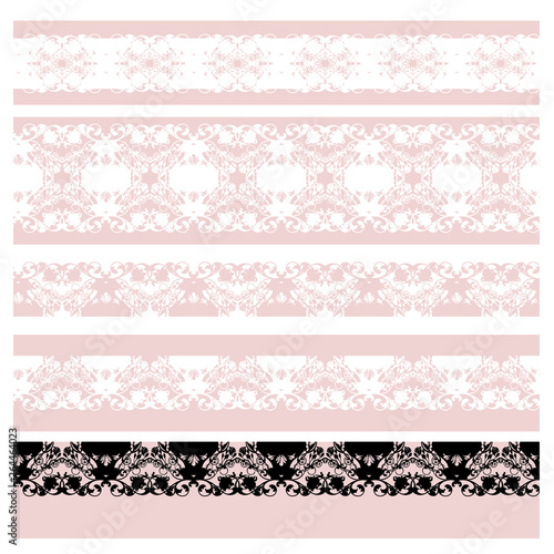 delicate lace borders with rose flowers - vintage style seamless vector decor set