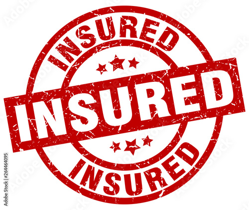 insured round red grunge stamp