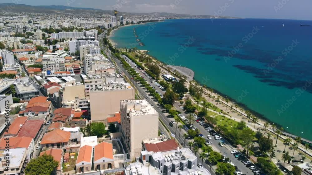 Limassol city embankment on sunny day, aerial view Limassol city embankment on sunny day, aerial view