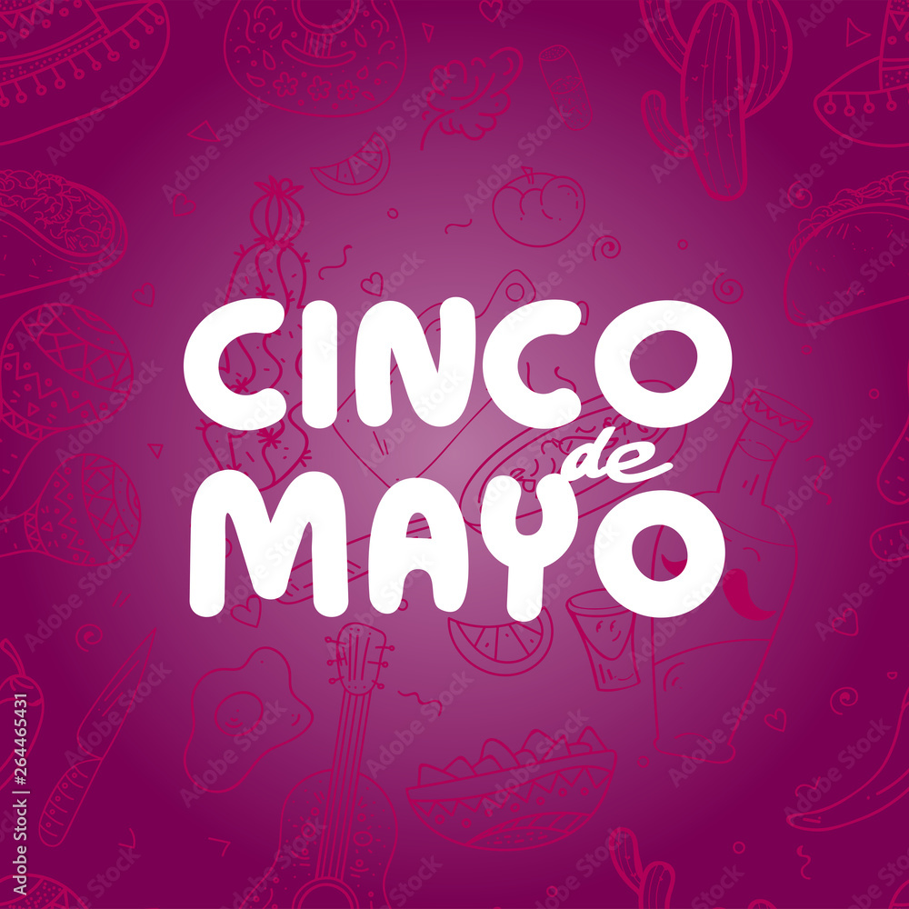 Cartoon picture with text 5th May. Used for greeting card, poster design.Vector illustration. Pattern on background. Cartoon picture with text 5th May. Used for greeting card, poster design.Vector illustration. Pattern on background.