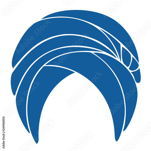 Traditional national headdress, turban. Knitted blue scarf. Logo, symbol, diagram. Graphic image. Vector illustration