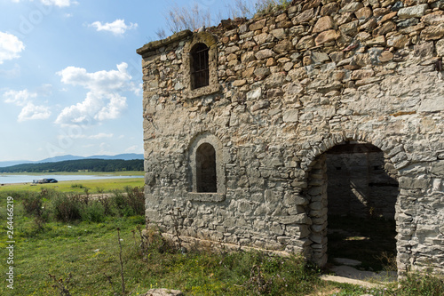Ancient Medieval Eastern Orthodox church of Saint John of Rila at the bottom of Zhrebchevo Reservoir  Sliven Region  Bulgaria