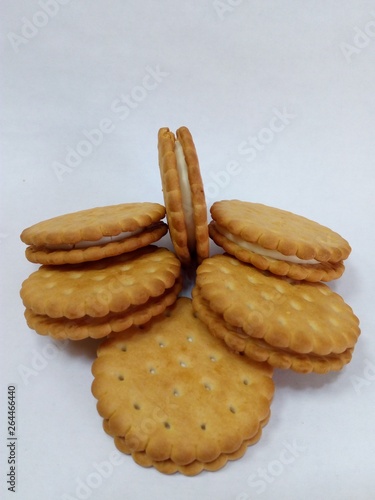 stack of cookies on white background