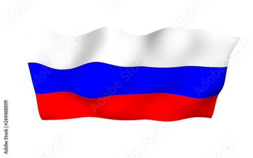 Waving flag of the Russian Federation. The National. State symbol of the Russia. 3D illustration
