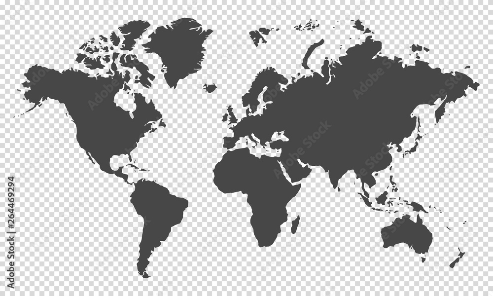 Naklejka premium mapa świata na przezroczystym tle