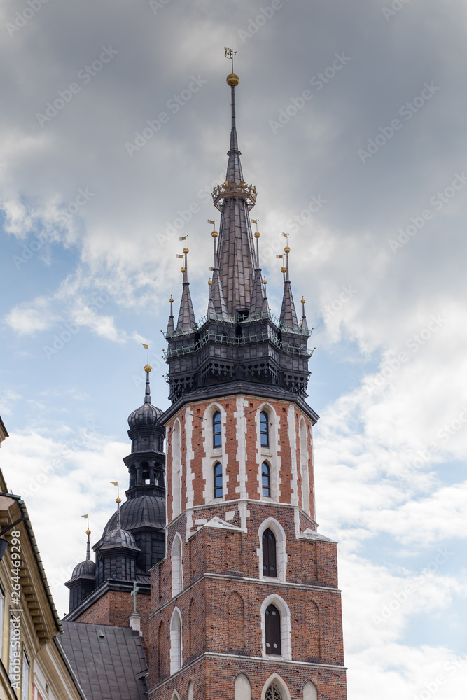 Mariacki church tower in Krakow in Poland