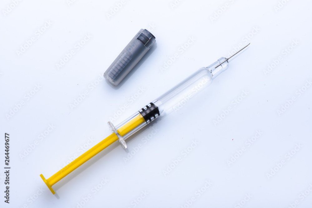 syringe close up. ampoules for injection. syringe close up. ampoules for injection.