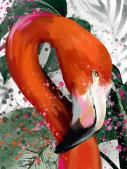 Keuken achterwand Rood Tropische flamingo illustratie ontwerp  © Самсоненко  Надежда