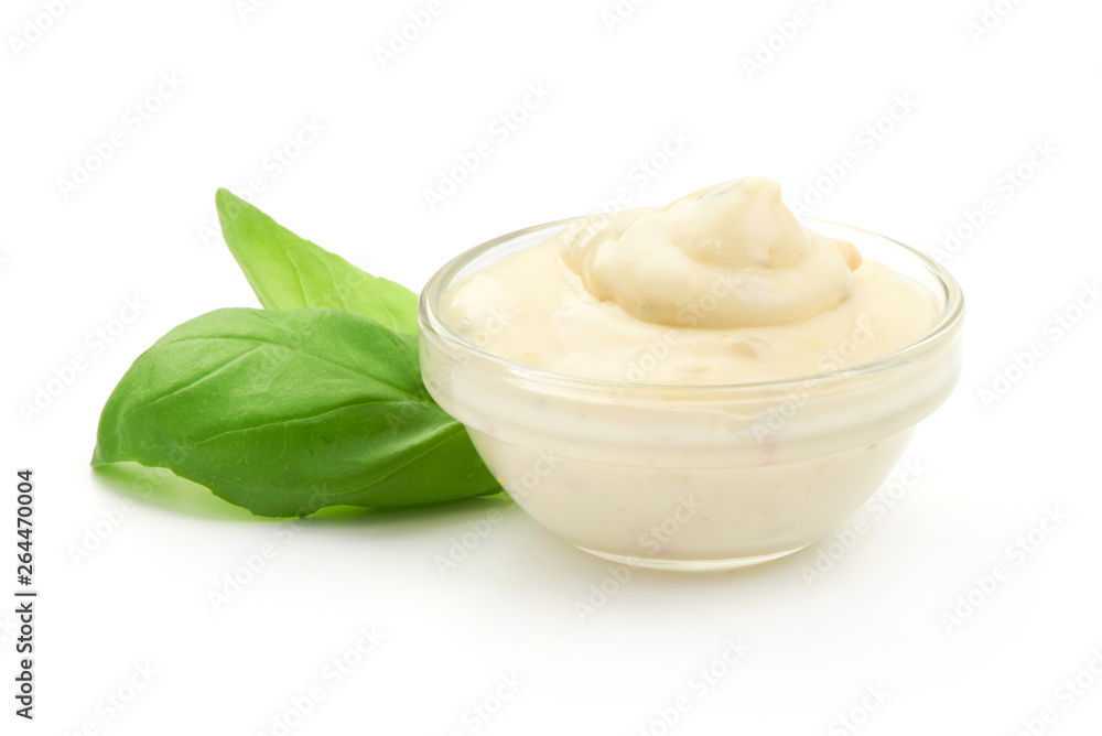 Bowl of tartar sauce, close-up, isolated on white background Bowl of tartar sauce, close-up, isolated on white background