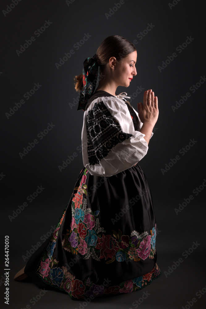 Slovak folklore. Slovakian folklore girl. Studio portrait. Slovak folklore. Slovakian folklore girl. Studio portrait.