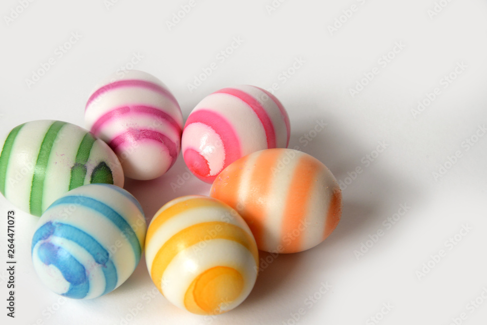 Easter eggs dyied in rainbow colors