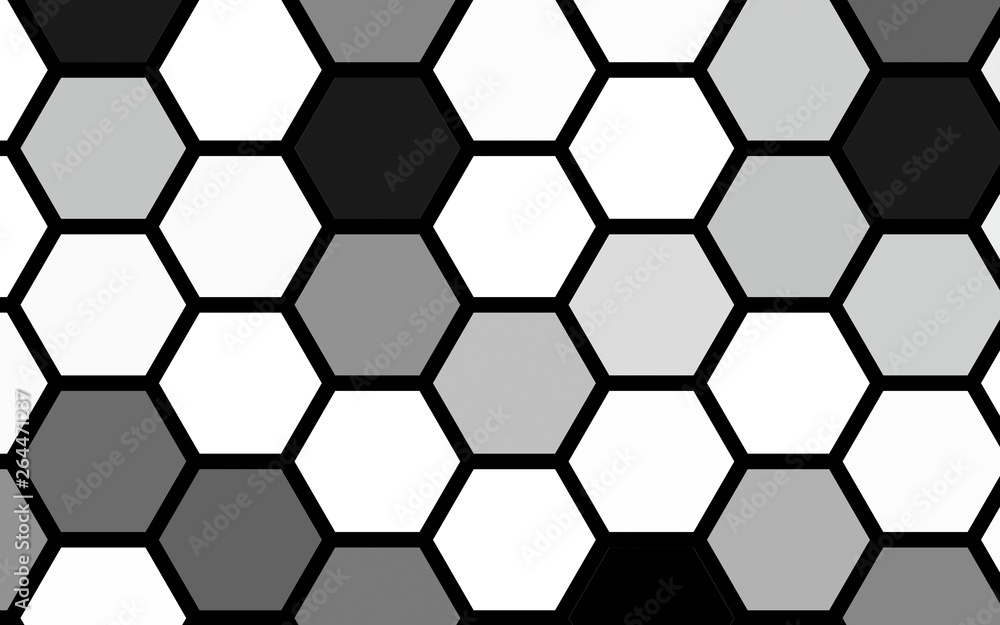 White honeycomb with a gradient color. Isometric geometry. 3D illustration White honeycomb with a gradient color. Isometric geometry. 3D illustration