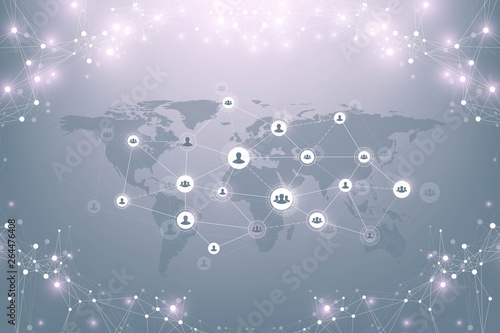 Social media network and marketing concept background. Global business concept and internet technology, Analytical networks. Vector illustration