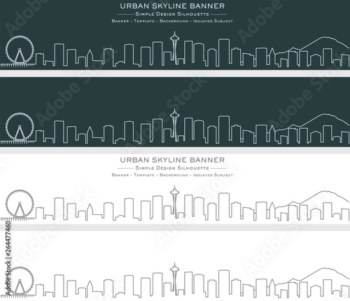 Seattle Single Line Skyline Banner