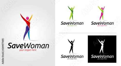 Health Woman Logo Template Set
