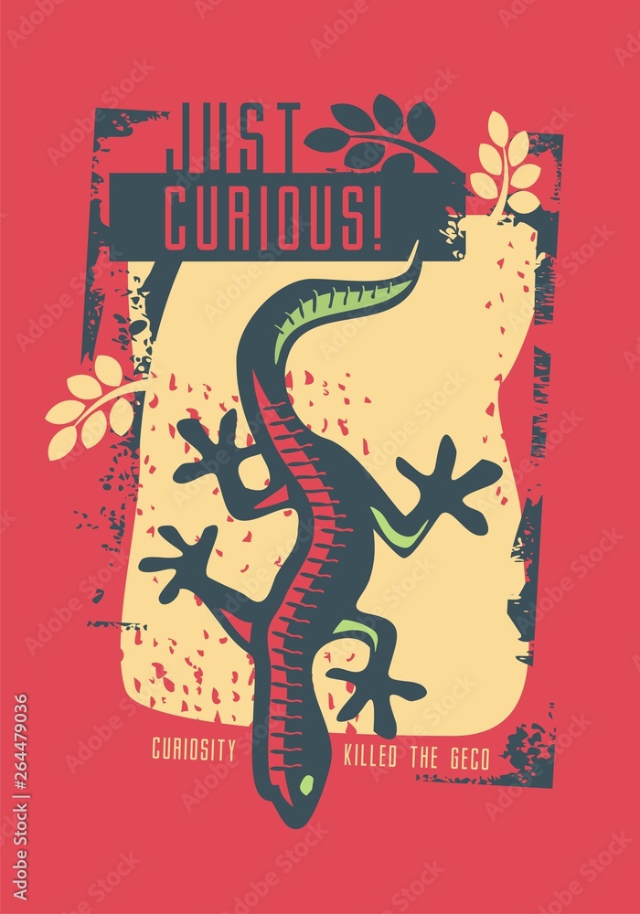 Shirt design with gecko lizard Shirt design with gecko lizard