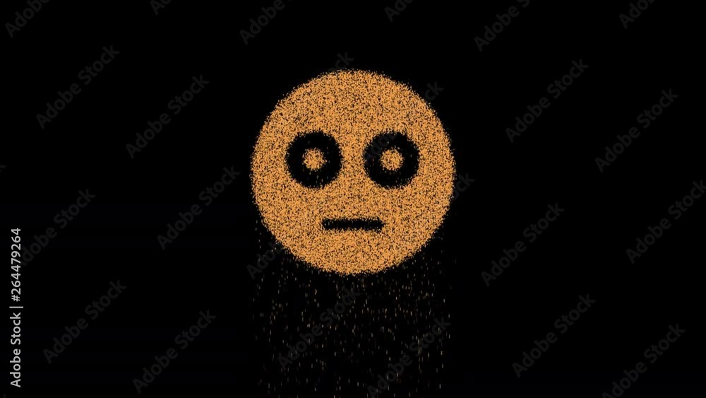 Symbol flushed appears from crumbling sand. Then crumbles down. Alpha channel Premultiplied - Matted with color black Symbol flushed appears from crumbling sand. Then crumbles down. Alpha channel Premultiplied - Matted with color black