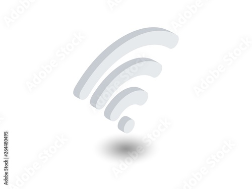 Isometric Wi-Fi signal icon. Wireless internet signal pictogram isolated on white background