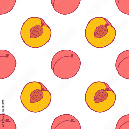 Fototapeta Naklejka Na Ścianę i Meble -  Fruit peach seamless pattern