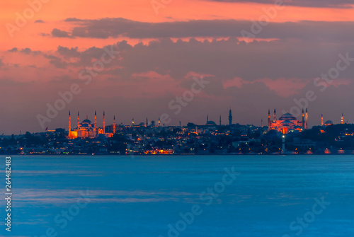 Istanbul, Turkey, 11 June 2007: Sunset of Istanbul with Mosque