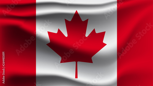 Canada flag waving with the wind 3D illustration wave flag