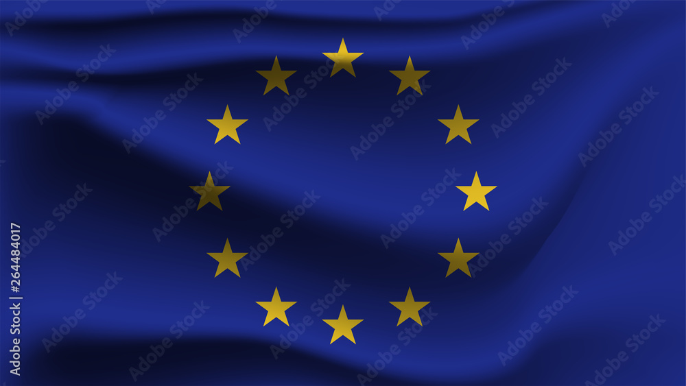 European Union flag waving with the wind 3D illustration wave flag European Union flag waving with the wind 3D illustration wave flag