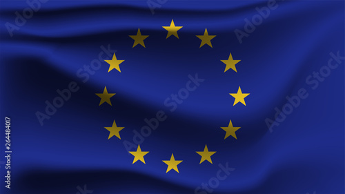 European Union flag waving with the wind 3D illustration wave flag