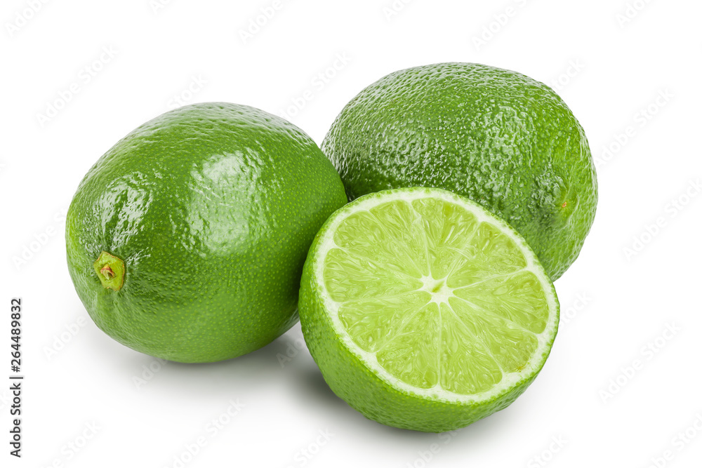 lime with half isolated on white background lime with half isolated on white background