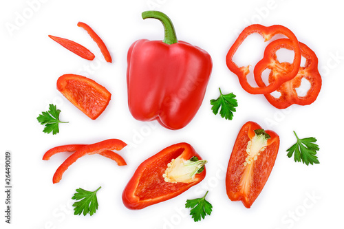 Tela red sweet bell pepper isolated on white background