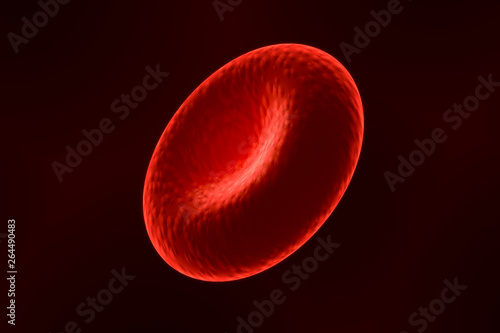 Close-up of a single red blood cell or corpuscle. 3d render illustration. photo