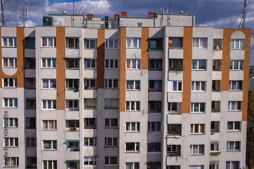 90s style house of flats in Warsaw city in Poland