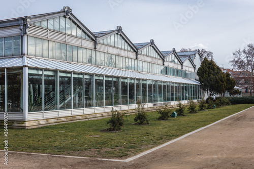 Arganzuela crystal palace building on the area of Matadero arts and cultural centre in Madrid, capital city of Spain