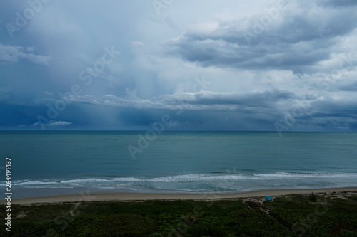 Stormy rainy day at the beach on North Hutchinson Island  Florida with storm clouds.