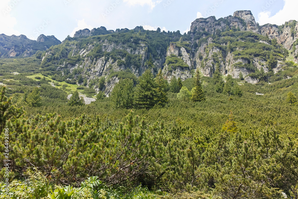 Landscape from hiking trail for Malyovitsa peak, Rila Mountain, Bulgaria